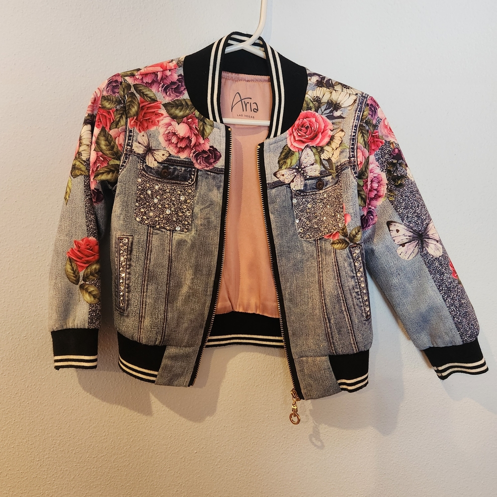 Aria Floral and Denim Kids Jacket